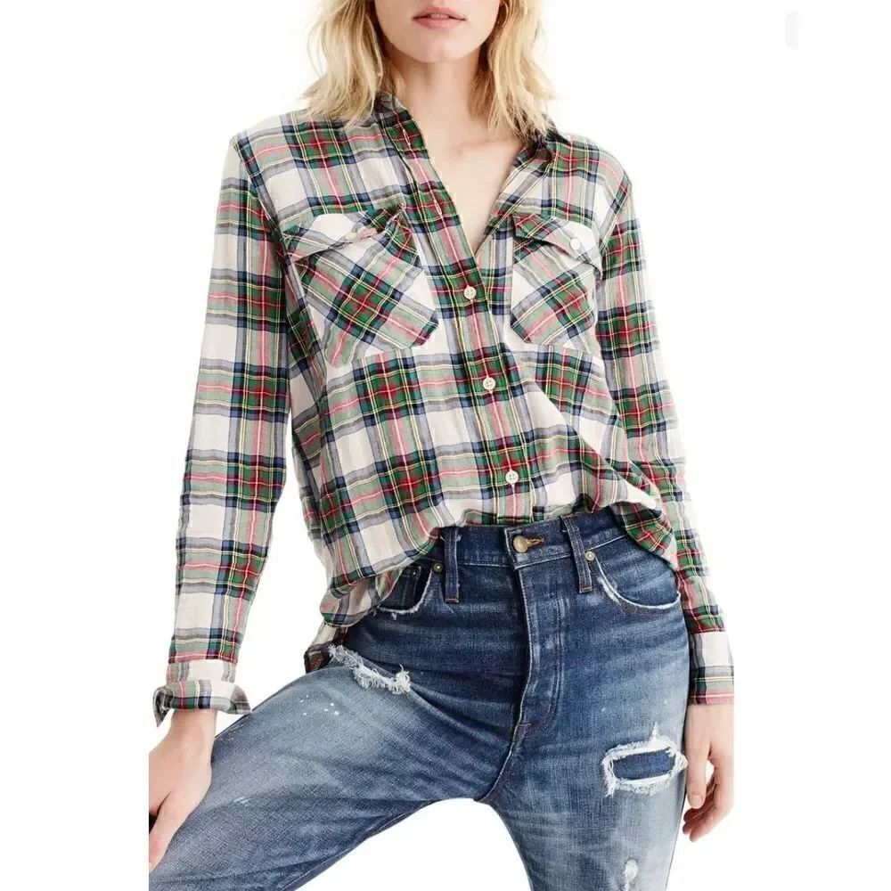 NWT Stewart Tartan Oversize Button-up Shirt SIZE 8